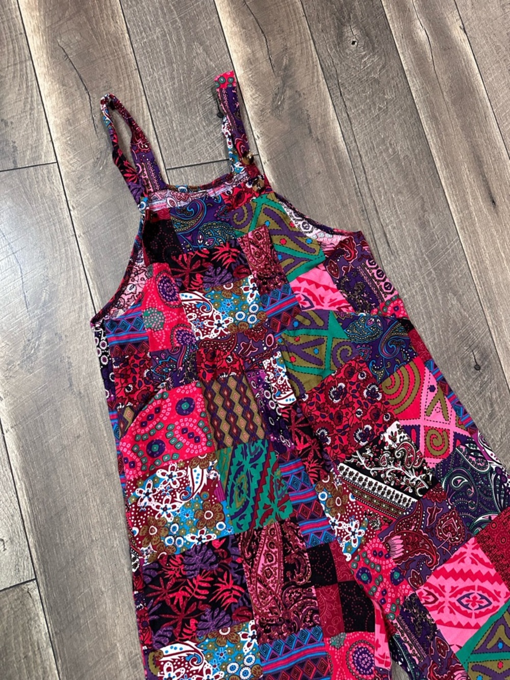 Boho Patchwork Overalls Jumpsuit - Picture 3 of 8